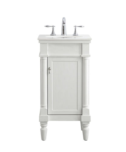Elegant Furniture & Lighting - Lexington 18 inch Single Bathroom vanity in antique white with ivory white engineered marble - VF13018AW-VW veiw 1