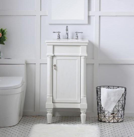 Elegant Furniture & Lighting - Lexington 18 inch Single Bathroom vanity in antique white with ivory white engineered marble - VF13018AW-VW veiw 2