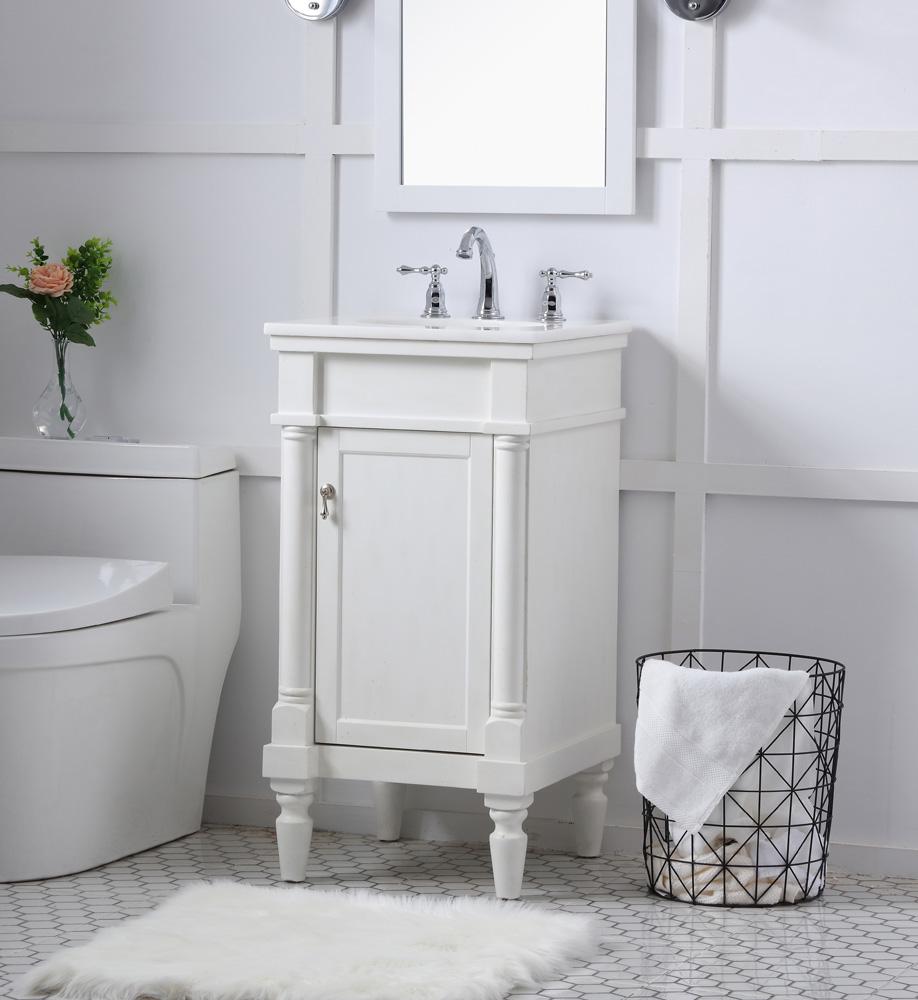 Elegant Furniture & Lighting - Lexington 18 inch Single Bathroom vanity in antique white with ivory white engineered marble - VF13018AW-VW veiw 3