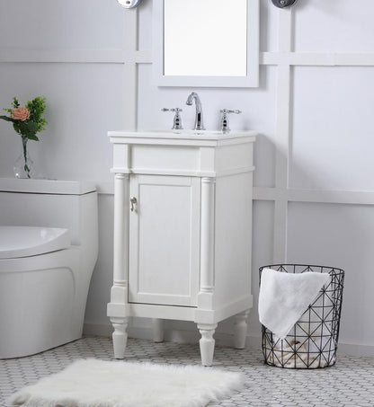 Elegant Furniture & Lighting - Lexington 18 inch Single Bathroom vanity in antique white with ivory white engineered marble - VF13018AW-VW veiw 3