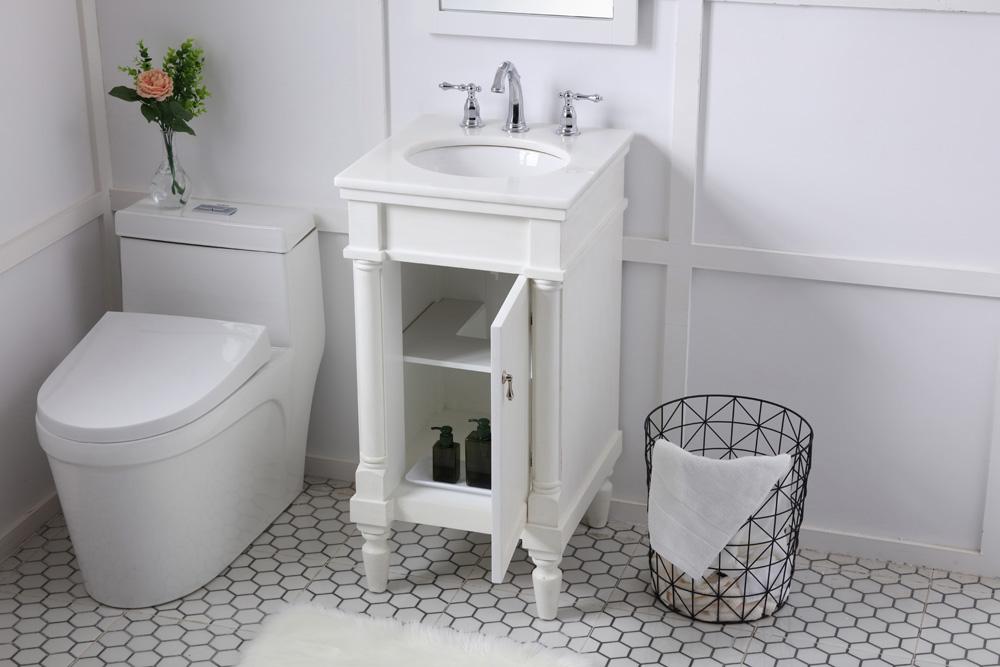 Elegant Furniture & Lighting - Lexington 18 inch Single Bathroom vanity in antique white with ivory white engineered marble - VF13018AW-VW veiw 4