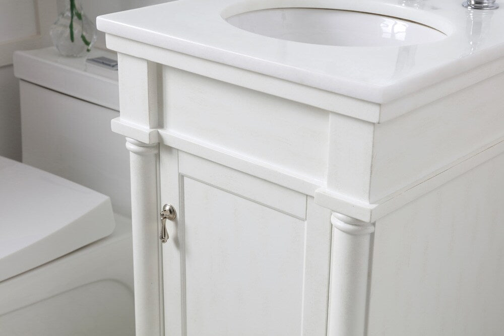 Elegant Furniture & Lighting - Lexington 18 inch Single Bathroom vanity in antique white with ivory white engineered marble - VF13018AW-VW veiw 5