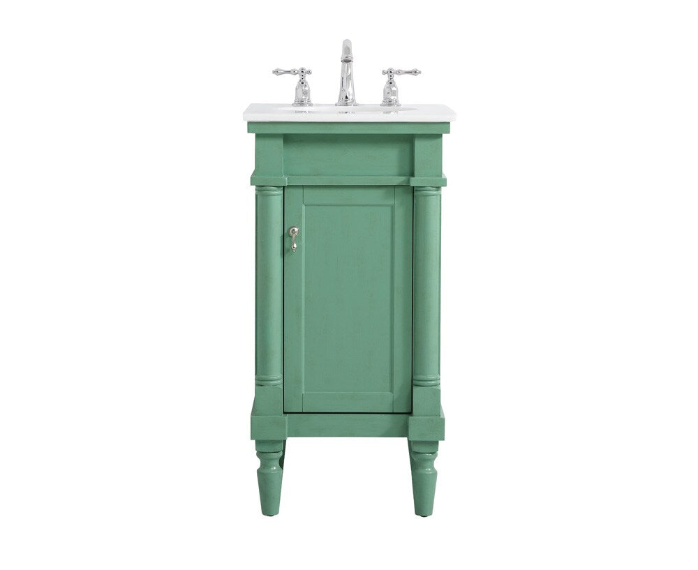 Elegant Furniture & Lighting - Lexington 18.5 inch Single Bathroom vanity in vintage mint with ivory white engineered marble - VF13018VM-VW veiw 1