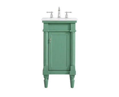 Elegant Furniture & Lighting - Lexington 18.5 inch Single Bathroom vanity in vintage mint with ivory white engineered marble - VF13018VM-VW veiw 1