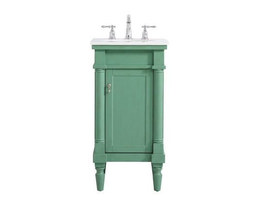 Elegant Furniture & Lighting - Lexington 18.5 inch Single Bathroom vanity in vintage mint with ivory white engineered marble - VF13018VM-VW veiw 1