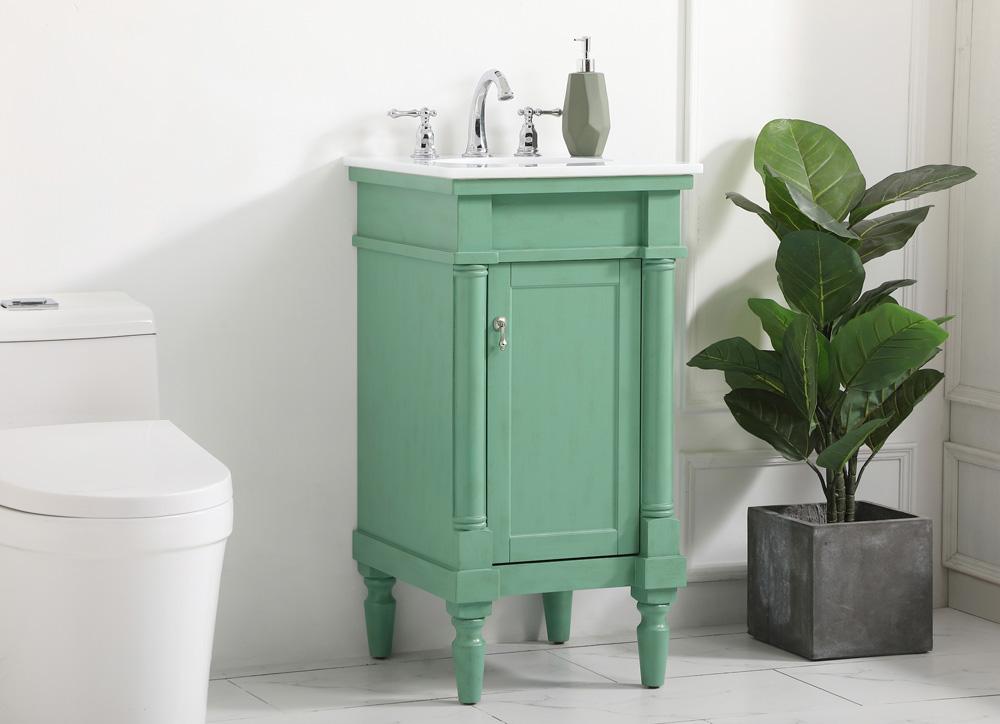 Elegant Furniture & Lighting - Lexington 18.5 inch Single Bathroom vanity in vintage mint with ivory white engineered marble - VF13018VM-VW veiw 3