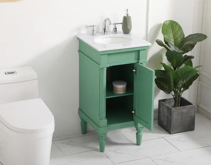 Elegant Furniture & Lighting - Lexington 18.5 inch Single Bathroom vanity in vintage mint with ivory white engineered marble - VF13018VM-VW veiw 4