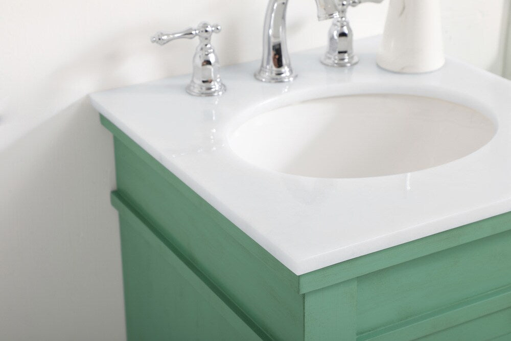 Elegant Furniture & Lighting - Lexington 18.5 inch Single Bathroom vanity in vintage mint with ivory white engineered marble - VF13018VM-VW veiw 6