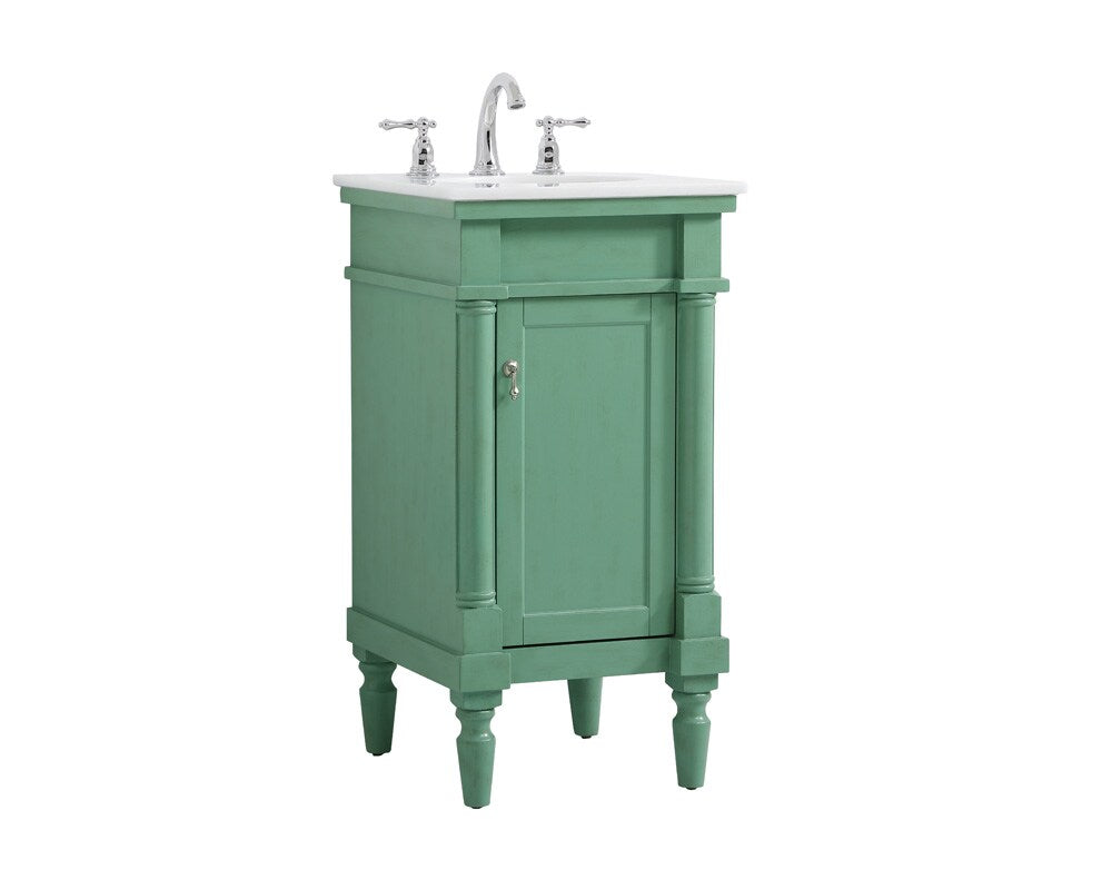 Elegant Furniture & Lighting - Lexington 18.5 inch Single Bathroom vanity in vintage mint with ivory white engineered marble - VF13018VM-VW veiw 8
