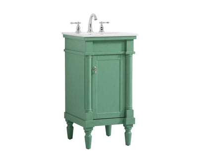 Elegant Furniture & Lighting - Lexington 18.5 inch Single Bathroom vanity in vintage mint with ivory white engineered marble - VF13018VM-VW veiw 8