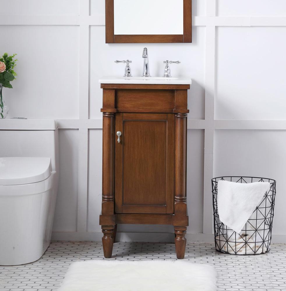 Elegant Furniture & Lighting - Lexington 18 inch Single Bathroom vanity in walnut with ivory white engineered marble - VF13018WT-VW veiw 2