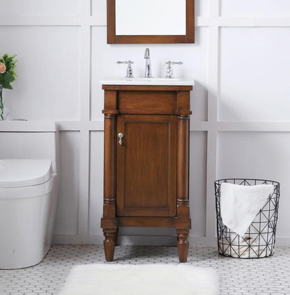 Elegant Furniture & Lighting - Lexington 18 inch Single Bathroom vanity in walnut with ivory white engineered marble - VF13018WT-VW veiw 2