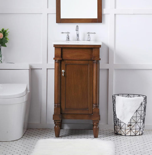 Elegant Furniture & Lighting - Lexington 18 inch Single Bathroom vanity in walnut with ivory white engineered marble - VF13018WT-VW veiw 2