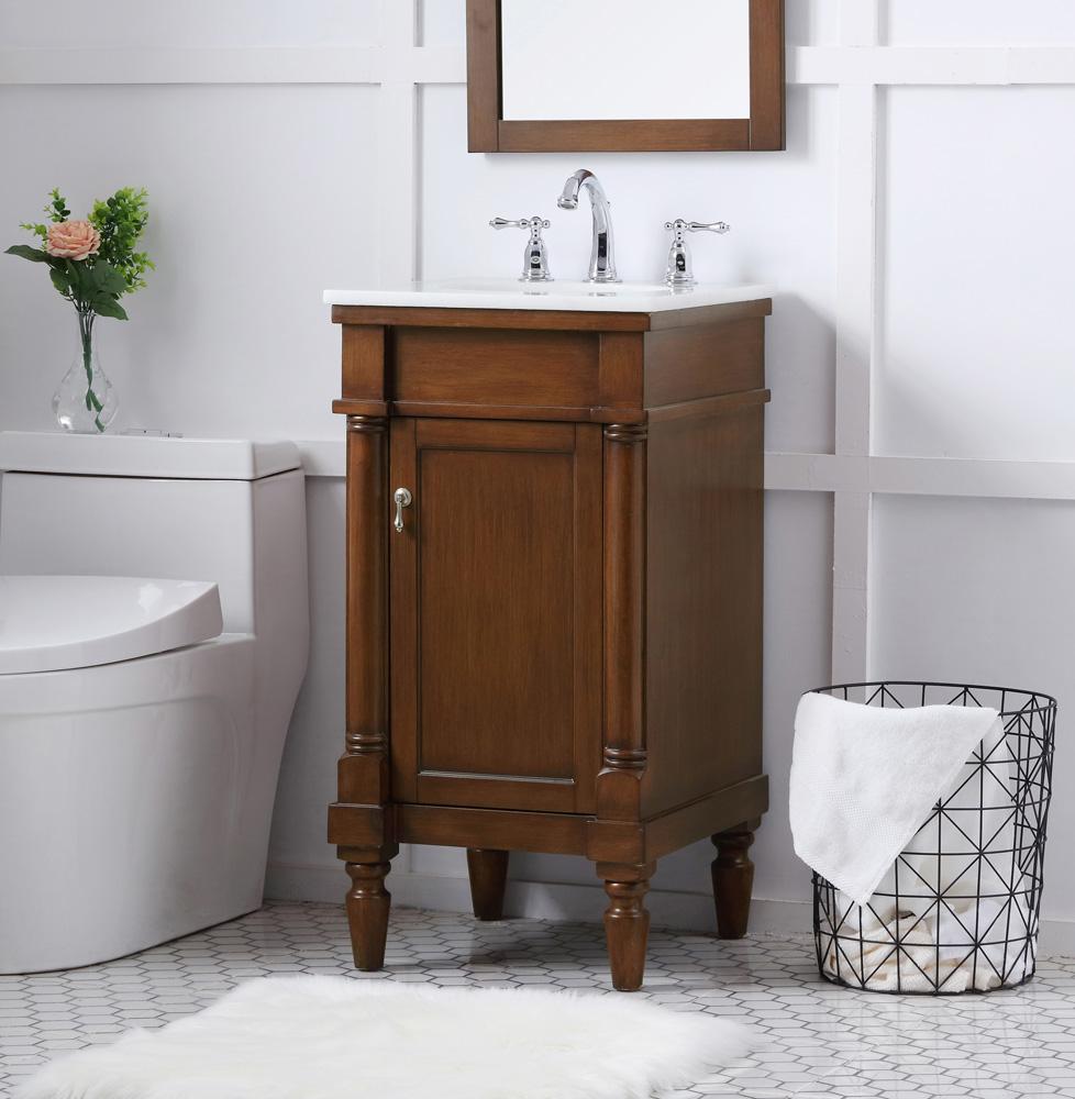 Elegant Furniture & Lighting - Lexington 18 inch Single Bathroom vanity in walnut with ivory white engineered marble - VF13018WT-VW veiw 3
