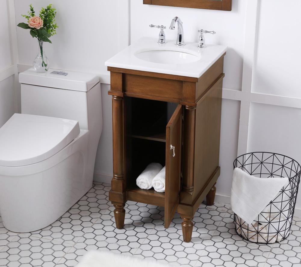 Elegant Furniture & Lighting - Lexington 18 inch Single Bathroom vanity in walnut with ivory white engineered marble - VF13018WT-VW veiw 4