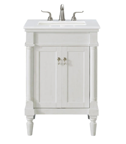 Elegant Furniture & Lighting - Lexington 24 inch Single Bathroom vanity in Antique White with ivory white engineered marble - VF13024AW-VW veiw 1