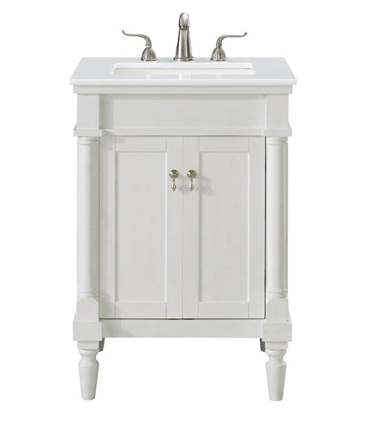 Elegant Furniture & Lighting - Lexington 24 inch Single Bathroom vanity in Antique White with ivory white engineered marble - VF13024AW-VW veiw 1