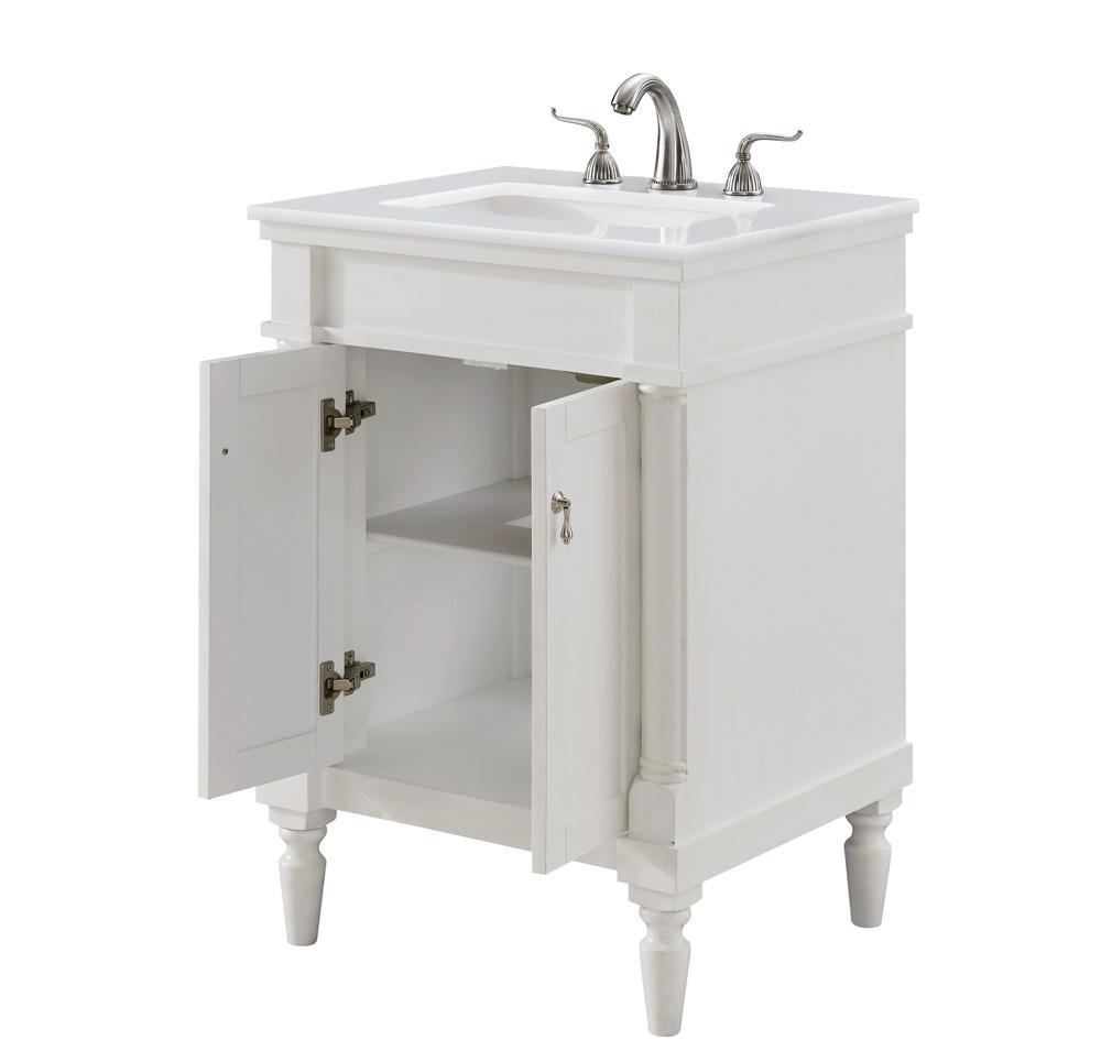 Elegant Furniture & Lighting - Lexington 24 inch Single Bathroom vanity in Antique White with ivory white engineered marble - VF13024AW-VW veiw 4