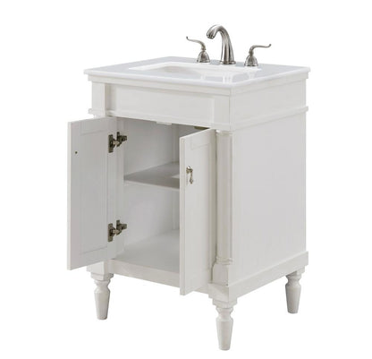 Elegant Furniture & Lighting - Lexington 24 inch Single Bathroom vanity in Antique White with ivory white engineered marble - VF13024AW-VW veiw 4