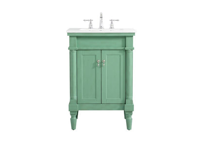 Elegant Furniture & Lighting - Lexington 24 inch Single Bathroom vanity in vintage mint with ivory white engineered marble - VF13024VM-VW veiw 1