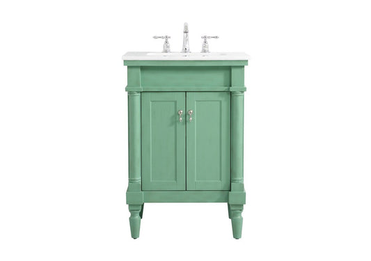 Elegant Furniture & Lighting - Lexington 24 inch Single Bathroom vanity in vintage mint with ivory white engineered marble - VF13024VM-VW veiw 1