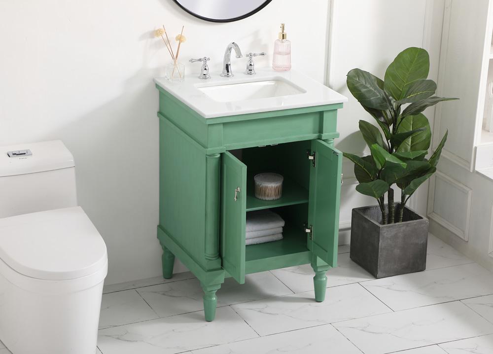 Elegant Furniture & Lighting - Lexington 24 inch Single Bathroom vanity in vintage mint with ivory white engineered marble - VF13024VM-VW veiw 4