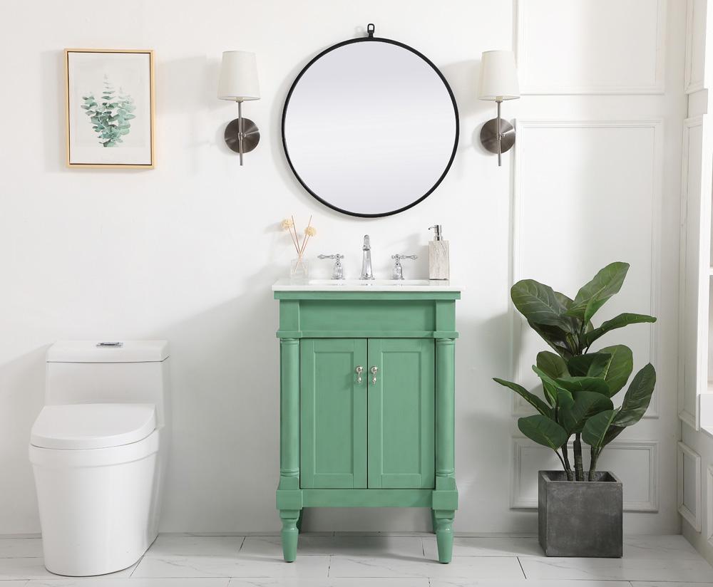 Elegant Furniture & Lighting - Lexington 24 inch Single Bathroom vanity in vintage mint with ivory white engineered marble - VF13024VM-VW veiw 5