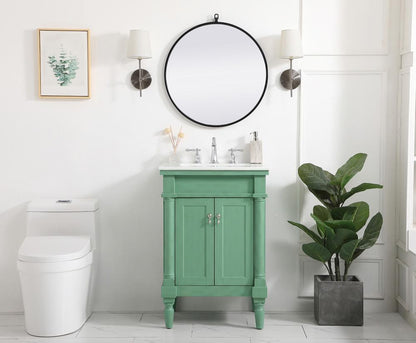 Elegant Furniture & Lighting - Lexington 24 inch Single Bathroom vanity in vintage mint with ivory white engineered marble - VF13024VM-VW veiw 5