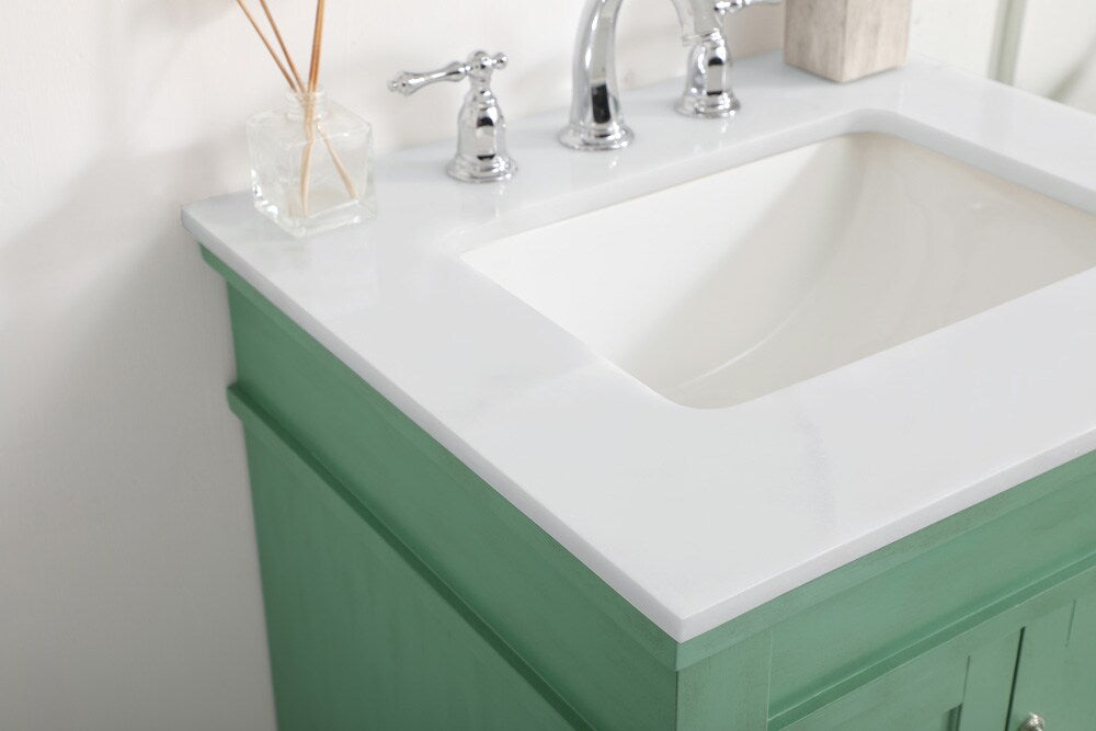 Elegant Furniture & Lighting - Lexington 24 inch Single Bathroom vanity in vintage mint with ivory white engineered marble - VF13024VM-VW veiw 6