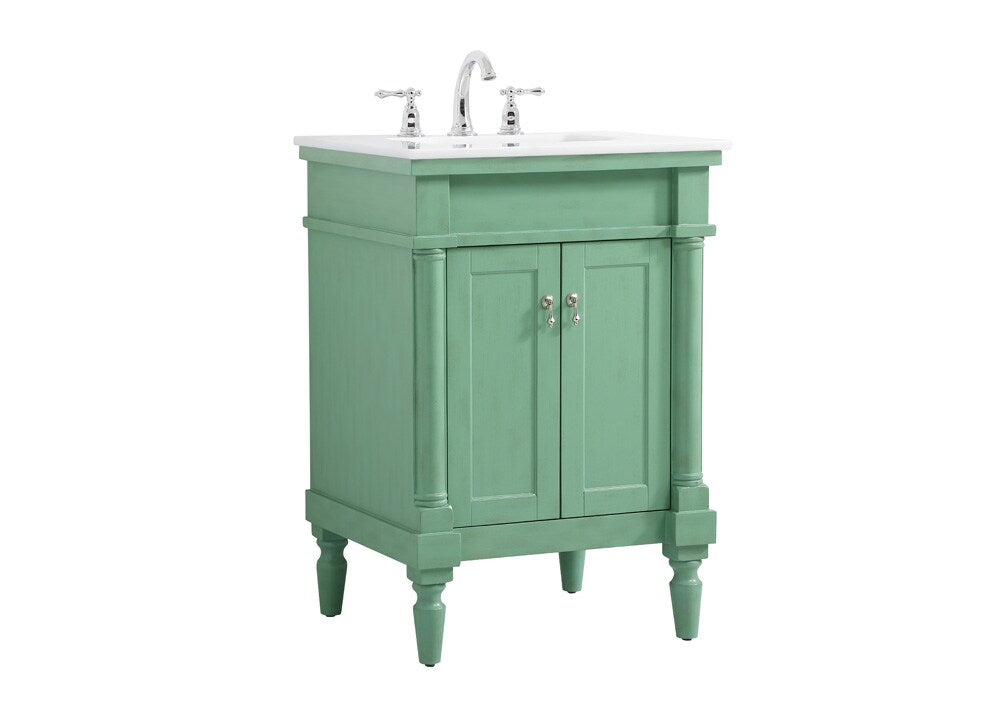 Elegant Furniture & Lighting - Lexington 24 inch Single Bathroom vanity in vintage mint with ivory white engineered marble - VF13024VM-VW veiw 8