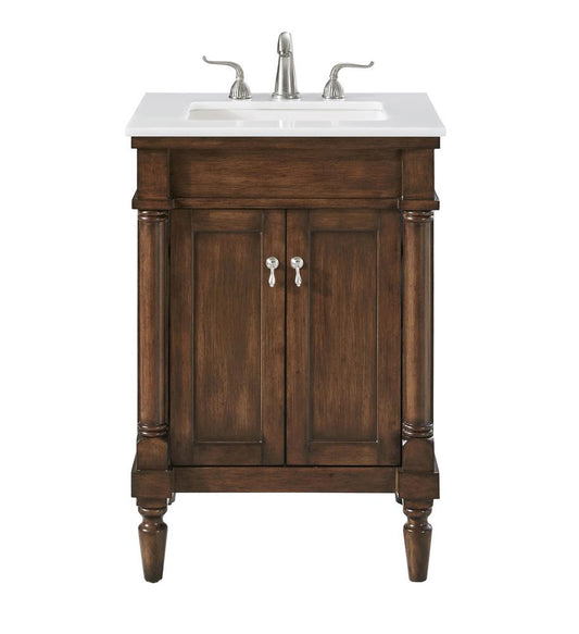 Elegant Furniture & Lighting - Lexington 24 inch Single Bathroom vanity in Walnut with ivory white engineered marble - VF13024WT-VW veiw 1