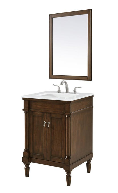 Elegant Furniture & Lighting - Lexington 24 inch Single Bathroom vanity in Walnut with ivory white engineered marble - VF13024WT-VW veiw 2