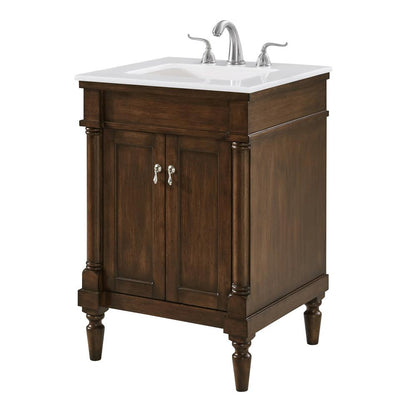 Elegant Furniture & Lighting - Lexington 24 inch Single Bathroom vanity in Walnut with ivory white engineered marble - VF13024WT-VW veiw 3