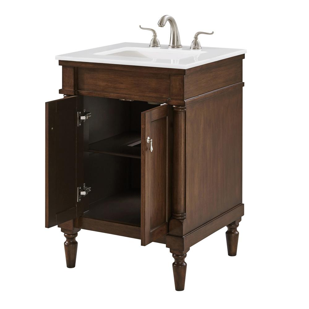 Elegant Furniture & Lighting - Lexington 24 inch Single Bathroom vanity in Walnut with ivory white engineered marble - VF13024WT-VW veiw 4