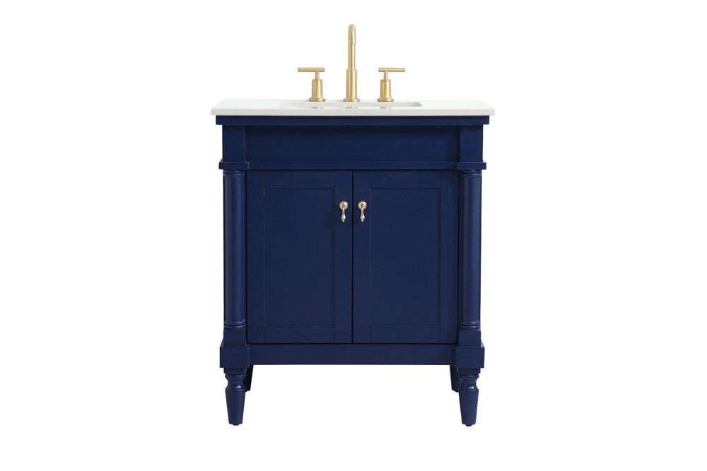Elegant Furniture & Lighting - Lexington 30 inch Single Bathroom vanity in Blue with ivory white engineered marble - VF13030BL-VW veiw 1