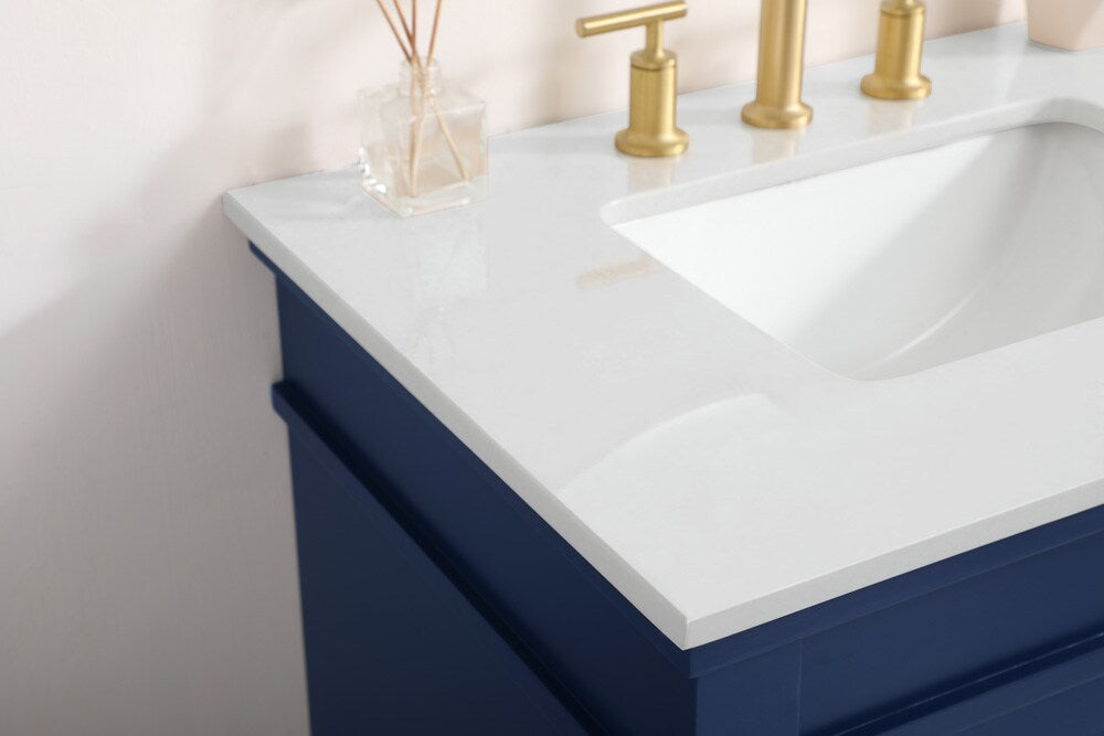 Elegant Furniture & Lighting - Lexington 30 inch Single Bathroom vanity in Blue with ivory white engineered marble - VF13030BL-VW veiw 6