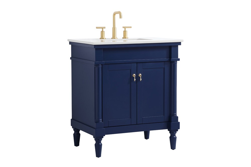 Elegant Furniture & Lighting - Lexington 30 inch Single Bathroom vanity in Blue with ivory white engineered marble - VF13030BL-VW veiw 8