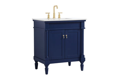 Elegant Furniture & Lighting - Lexington 30 inch Single Bathroom vanity in Blue with ivory white engineered marble - VF13030BL-VW veiw 8