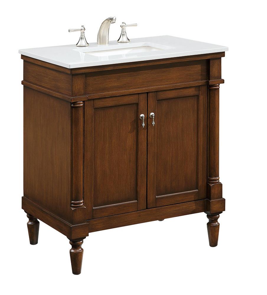 Elegant Furniture & Lighting - Lexington 30 inch Single Bathroom vanity in Walnut with ivory white engineered marble - VF13030WT-VW veiw 1