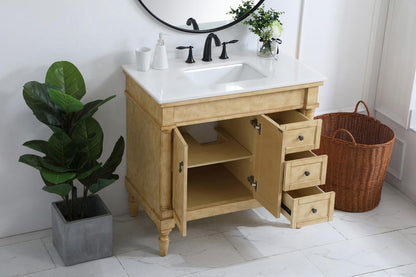 Elegant Furniture & Lighting - Lexington 36 inch Single Bathroom vanity in Antique Beige with ivory white engineered marble - VF13036AB-VW veiw 4