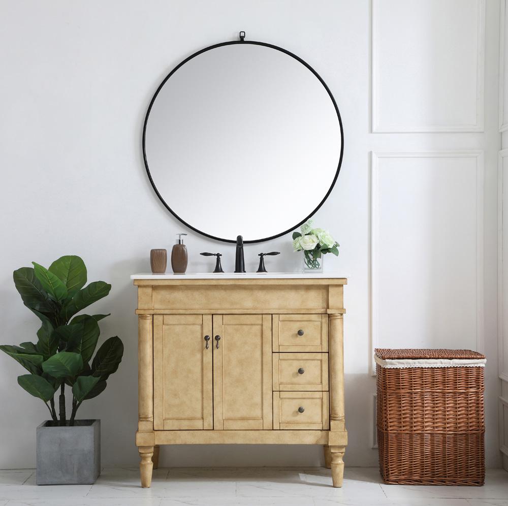 Elegant Furniture & Lighting - Lexington 36 inch Single Bathroom vanity in Antique Beige with ivory white engineered marble - VF13036AB-VW veiw 7