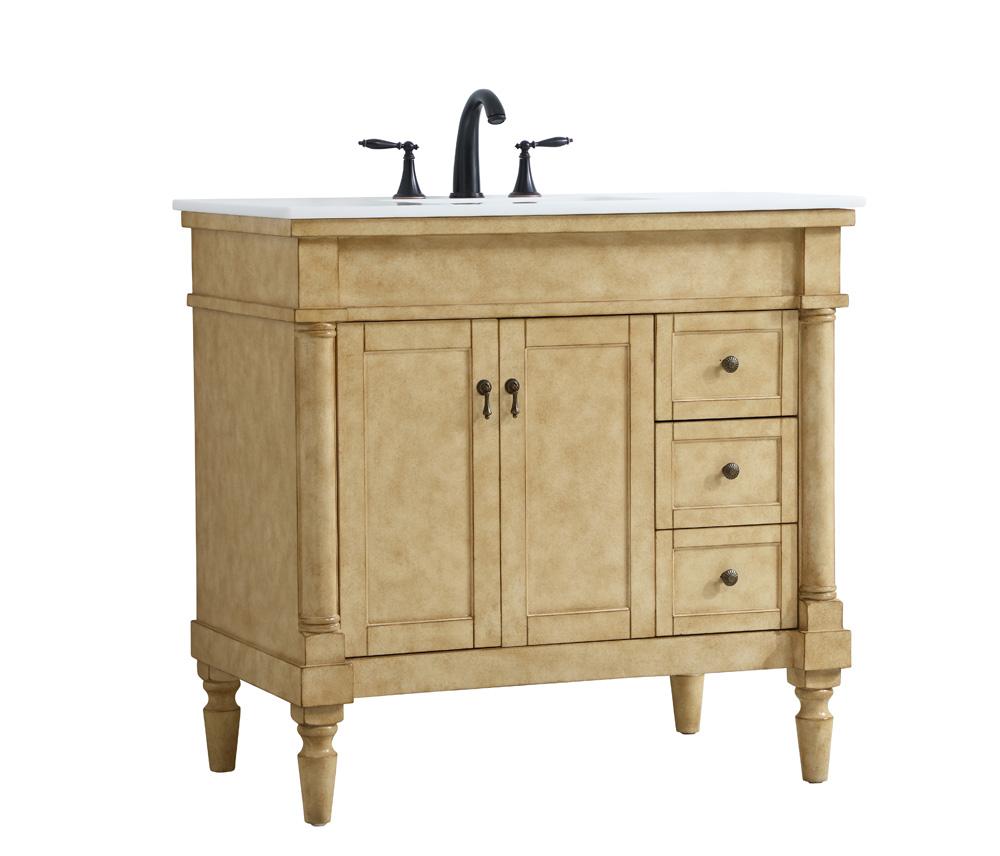 Elegant Furniture & Lighting - Lexington 36 inch Single Bathroom vanity in Antique Beige with ivory white engineered marble - VF13036AB-VW veiw 8