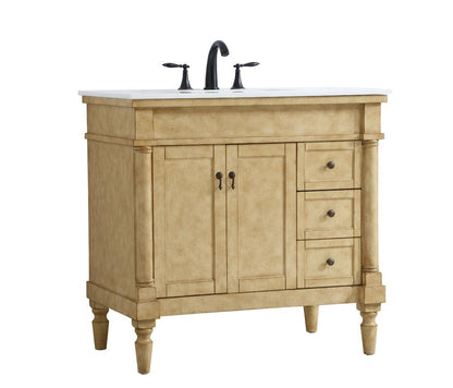 Elegant Furniture & Lighting - Lexington 36 inch Single Bathroom vanity in Antique Beige with ivory white engineered marble - VF13036AB-VW veiw 8