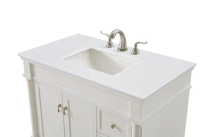 Elegant Furniture & Lighting - Lexington 36 inch Single Bathroom vanity in Antique White with ivory white engineered marble - VF13036AW-VW veiw 5