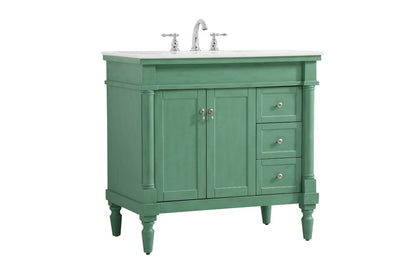 Elegant Furniture & Lighting - Lexington 36 inch Single Bathroom vanity in vintage mint with ivory white engineered marble - VF13036VM-VW veiw 8