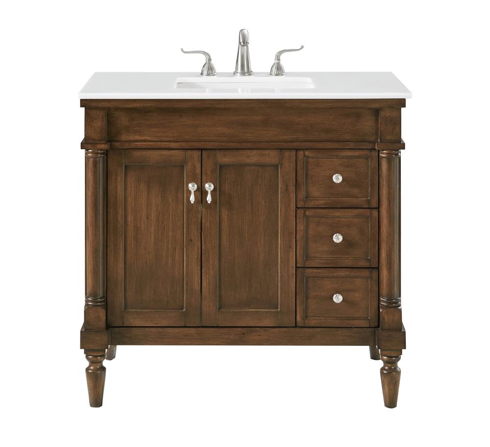Elegant Furniture & Lighting - Lexington 36 inch Single Bathroom vanity in Walnut with ivory white engineered marble - VF13036WT-VW veiw 1