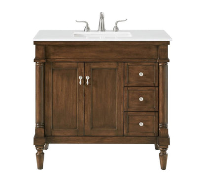 Elegant Furniture & Lighting - Lexington 36 inch Single Bathroom vanity in Walnut with ivory white engineered marble - VF13036WT-VW veiw 1