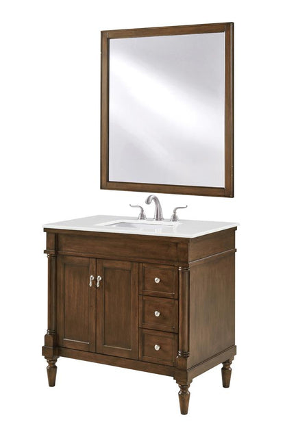 Elegant Furniture & Lighting - Lexington 36 inch Single Bathroom vanity in Walnut with ivory white engineered marble - VF13036WT-VW veiw 2