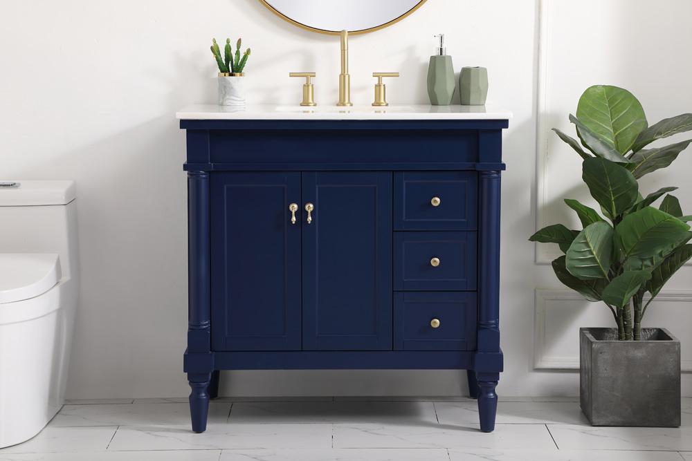 Elegant Furniture & Lighting - Lexington 36 inch Single bathroom vanity in blue - VF13036BL veiw 2