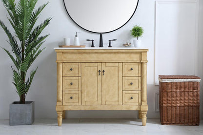 Elegant Furniture & Lighting - Lexington 42 inch Single Bathroom vanity in Antique Beige with ivory white engineered marble - VF13042AB-VW veiw 2